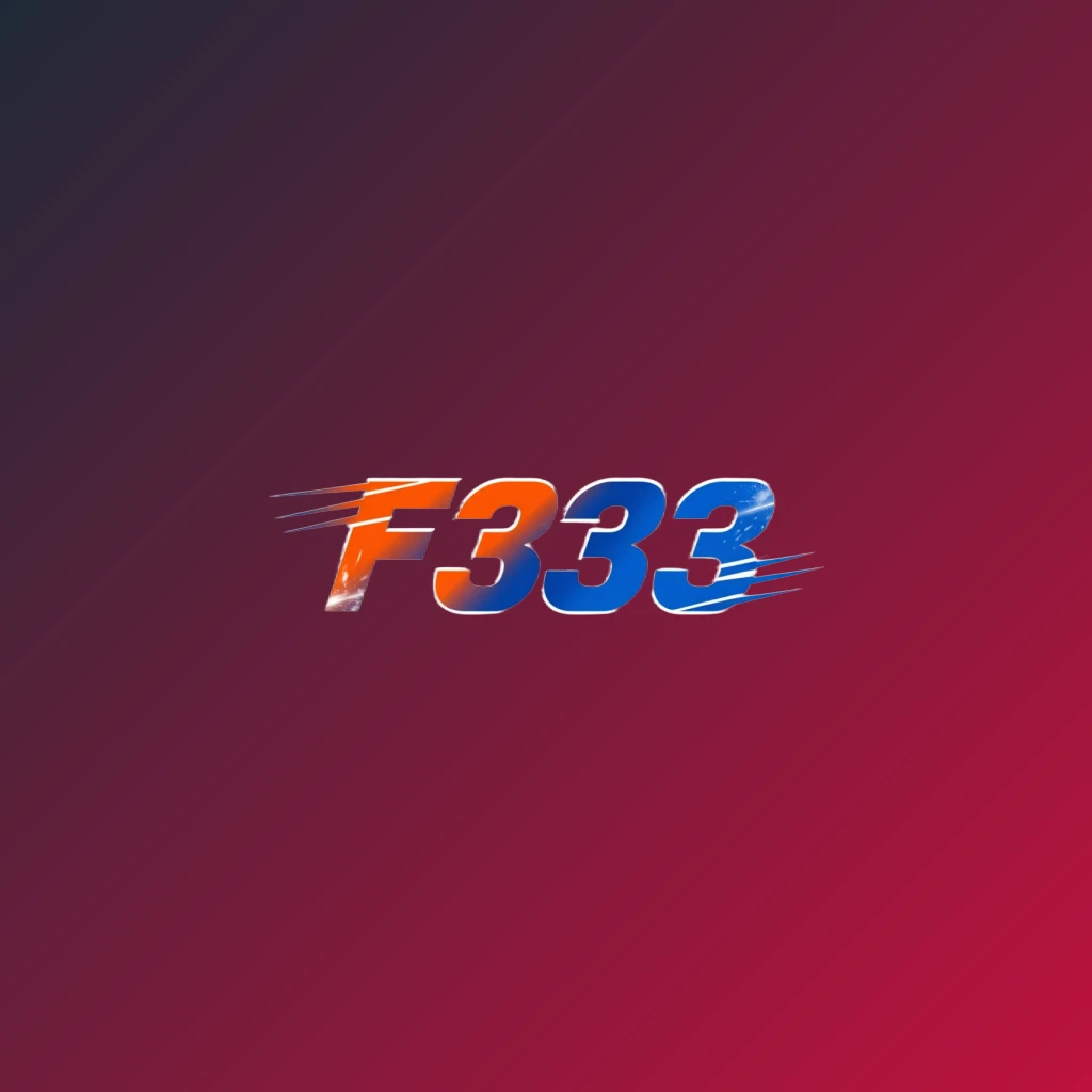 Powerful sports logo for F333 featuring bold italic lettering in bright orange, blue, and white colors with speed lines and energetic motion effects on a transparent background, designed as a wide horizontal rectangular wordmark for a website header